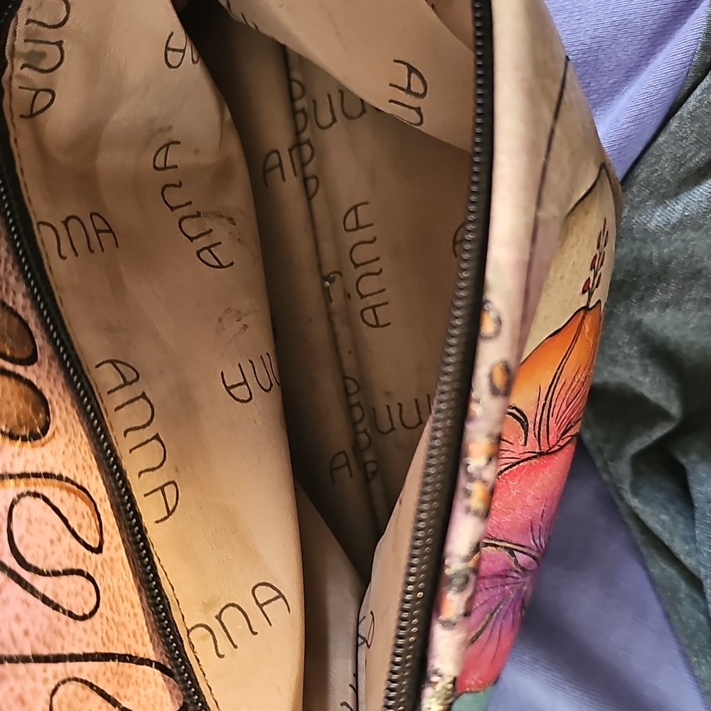 Anna By Anuschka Hand Painted Floral Shoulder Crossbody Leather Bag - Picture 13 of 16
